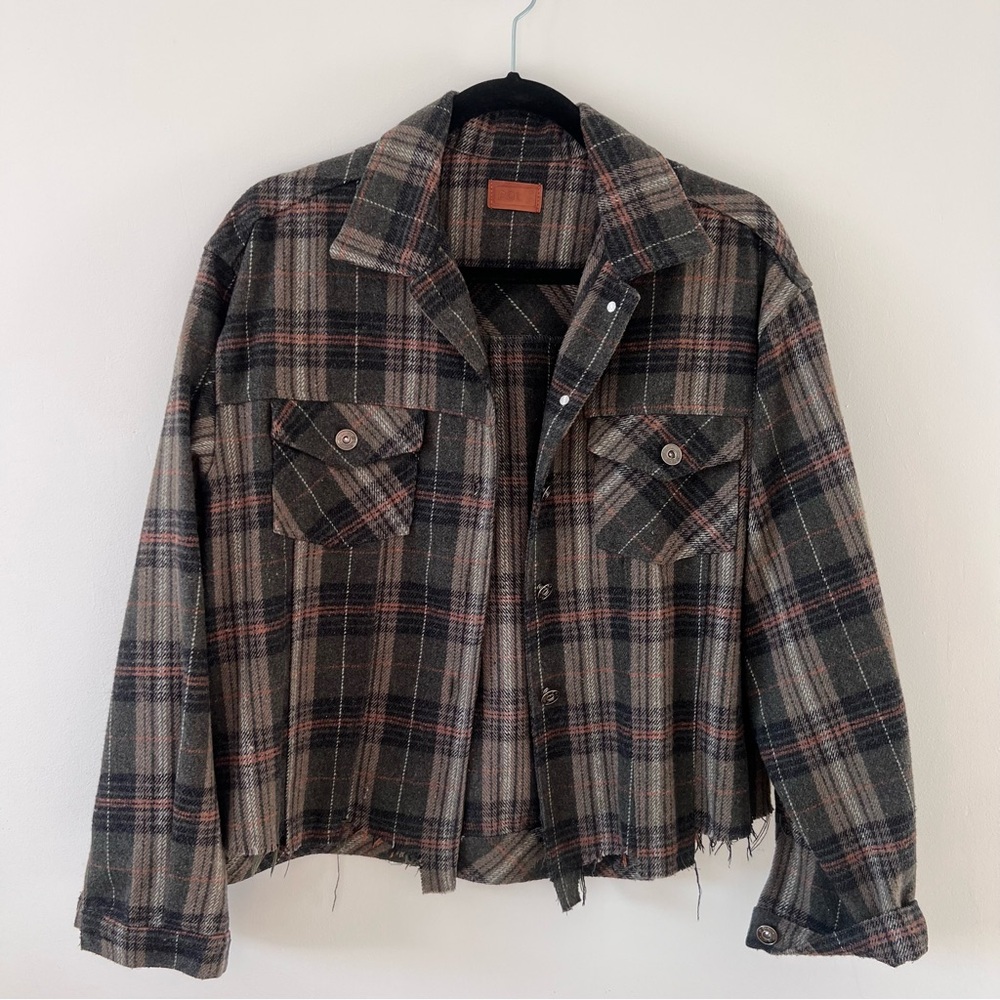 POL Plaid Button Up Jacket Size M